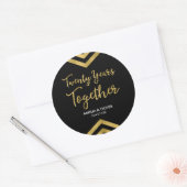 Sticker Rond Faux Gold Chevron 20e anniversaire de la fête (Enveloppe)