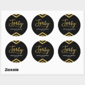 Sticker Rond Faux Gold Chevron Géométrique 40e anniversaire (Feuille)
