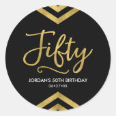 Sticker Rond Faux Gold Chevron Géométrique moderne 50 ans (Devant)