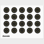 Sticker Rond Faux Gold Confetti en noir | Monogramme (Feuille)