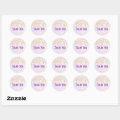 Sticker Rond Faux Gold Confetti sur Merci d'aquarelle violet (Feuille)