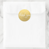 Sticker Rond Faux GOLD FOIL Blanc Script Calligraphie Merci (Sac)
