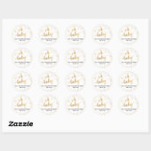 Sticker Rond Faux Gold Foil Confetti avec nom et date (Feuille)