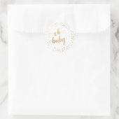 Sticker Rond Faux Gold Foil Confetti, Baby shower (Sac)