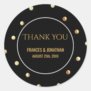Sticker Rond Faux Gold Foil Confetti   Merci Mariage Favor