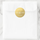 Sticker Rond Faux Gold Foil et Mariage blanc tendance moderne (Sac)