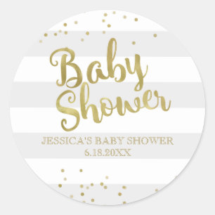 Sticker Rond Faux Gold Foil Gris Gris Gris Baby shower Favorise