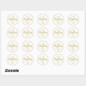 Sticker Rond Faux-Gold Foil Joyeux Noël| Nom de famille (Feuille)