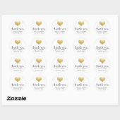Sticker Rond Faux Gold Foil Mariage de coeur moderne Merci (Feuille)