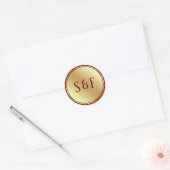 Sticker Rond Faux Gold Foil Rouge Mariage Monogramme Enveloppe  (Enveloppe)