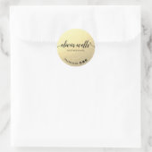 Sticker Rond Faux Gold Foil Script manuscrit Médias sociaux (Sac)