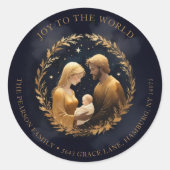 Sticker Rond Faux Gold Holy Family Nativity Exquisite Christmas (Devant)