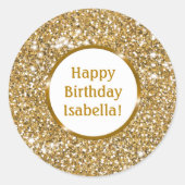Sticker Rond Faux Gold Jaune Parties scintillant Personnalisé J (Devant)