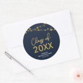 Sticker Rond Faux Gold Lights Classe de 2022 Graduation Party (Enveloppe)