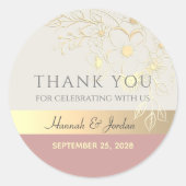 Sticker Rond Faux Gold Mariage Merci Favoriser (Devant)