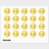Sticker Rond Faux Gold Metallic Look Script tendance élégant (Feuille)