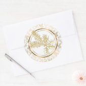 Sticker Rond Faux Gold Mistletoe et Holly (Enveloppe)
