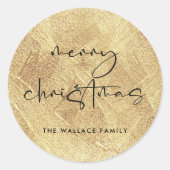 Sticker Rond Faux Gold Modern Joyeux Noël (Devant)
