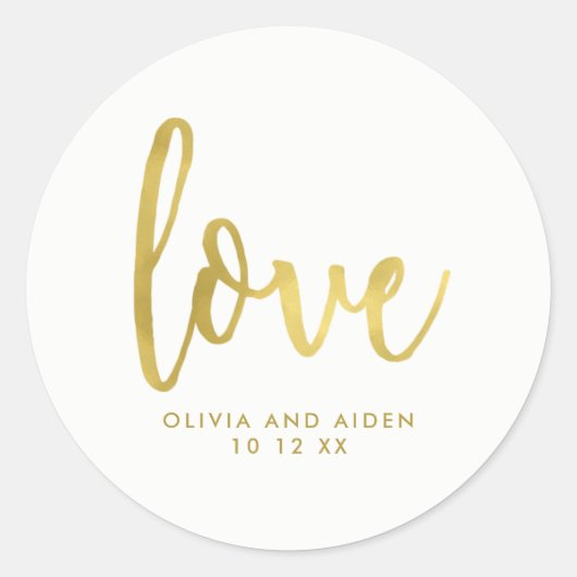 Sticker Rond Faux Gold moderne sur Mariage blanc (Devant)