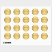 Sticker Rond Faux Gold Nom Monogramme & Adresse de retour (Feuille)