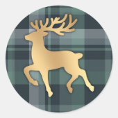 Sticker Rond Faux Gold Reindeer (Devant)