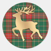 Sticker Rond Faux Gold Reindeer Plaid (Devant)