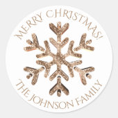 Sticker Rond Faux Gold Snowflake Élégant Noël moderne (Devant)