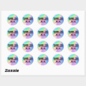 Sticker Rond Faux Holographique Rainbow Merci (Feuille)