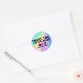 Sticker Rond Faux Holographique Rainbow Merci (Enveloppe)