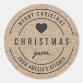 Sticker Rond Faux Kraft Christmas Jam Kitchen Joyeux Noël (Devant)