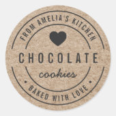 Sticker Rond Faux Kraft De Cuisine Faits Maison avec Amour (Devant)