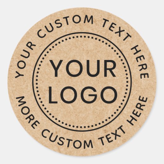 Sticker Rond Faux Kraft paper look custom logo circular text (Devant)