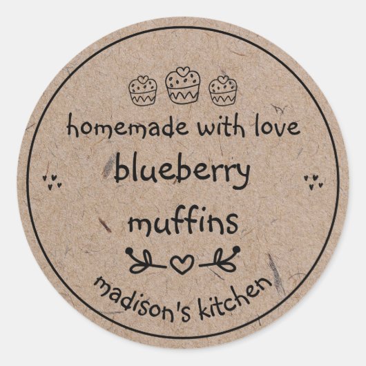 Sticker Rond Faux Kraft Papier Cute Doodé Produits de boulanger (Devant)