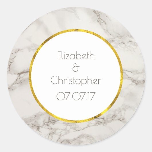 Sticker Rond Faux Marbre Albâtre Taupe Tan Mariage moderne (Devant)