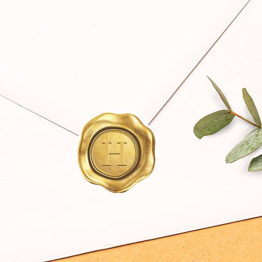 Sticker Rond Faux mariage à la cire d'or monogramme