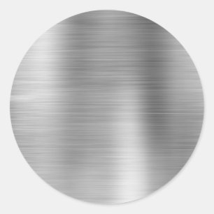 Sticker Rond Faux Métal Argent Gris Blanc