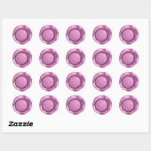 Sticker Rond Faux monogramme initial en cire rose (Feuille)