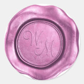 Sticker Rond Faux monogramme initial en cire rose (Devant)