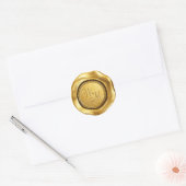Sticker Rond Faux monogramme initiales de cire d'or Mariage (Enveloppe)