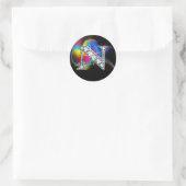 Sticker Rond Faux "N" Diamond Bling sur Rainbow Swirl Heart (Sac)