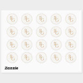Sticker Rond Faux Or | Initiales Chic Simple (Feuille)