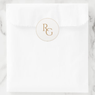 Sticker Rond Faux Or Initiales Chic Simple