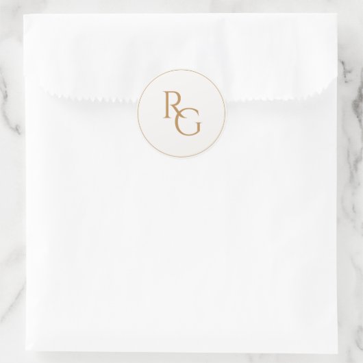 Sticker Rond Faux Or | Initiales Chic Simple (Sac)