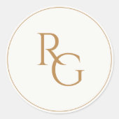 Sticker Rond Faux Or | Initiales Chic Simple (Devant)
