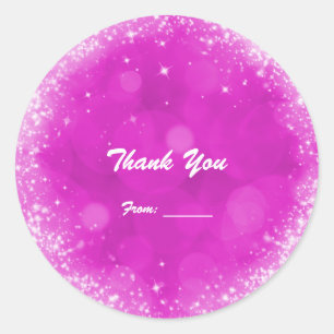 Sticker Rond Faux paillettes rose et blanc pour fête de tout év