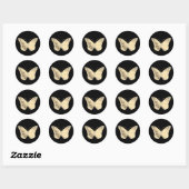 Sticker Rond faux parties scintillant d'or papillon classique r (Feuille)