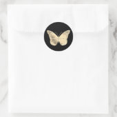 Sticker Rond faux parties scintillant d'or papillon classique r (Sac)