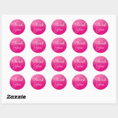 Sticker Rond Faux Parties scintillant rose chaud Ombre Merci (Feuille)
