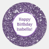 Sticker Rond Faux Parties scintillant violet look personnalisé (Devant)