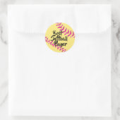 Sticker Rond Faux points de suture de softball rose scintillant (Sac)